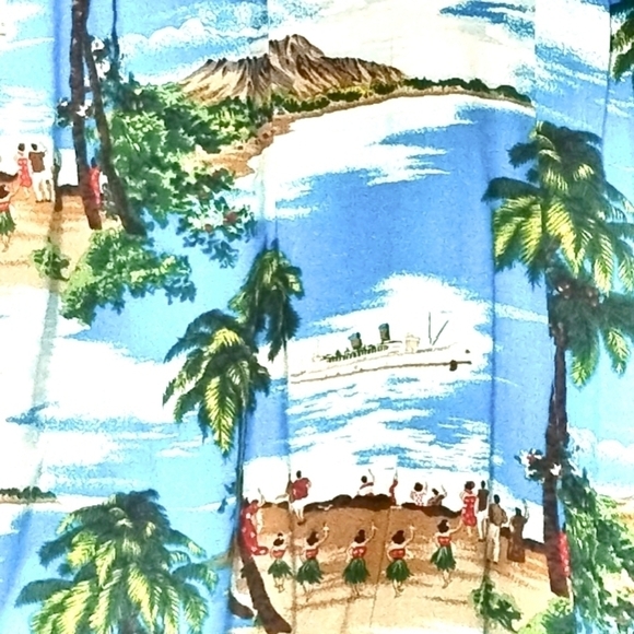 Utility Hawaiian shirt button down short sleeves Size: L - Picture 3 of 6